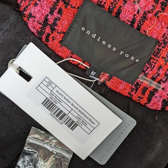 NWT Single-Breasted Tweed Boyfriend Blazer - Endless Rose | Size M - Picture 6 of 8